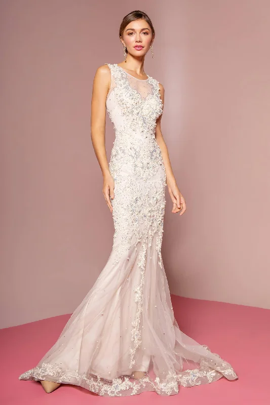 Drape Sleeve Dress Long Fitted Sleeveless Wedding Dress Sale