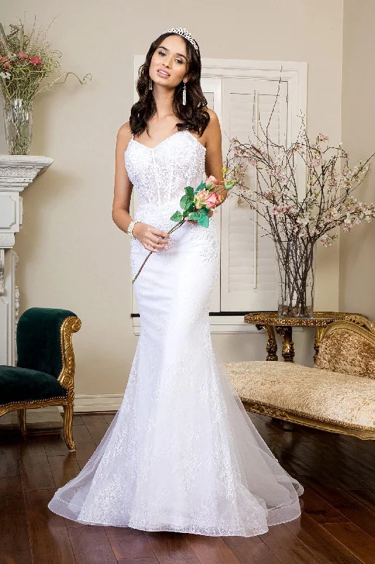 Empire Gown Long Spaghetti Strap Mermaid Wedding Gown