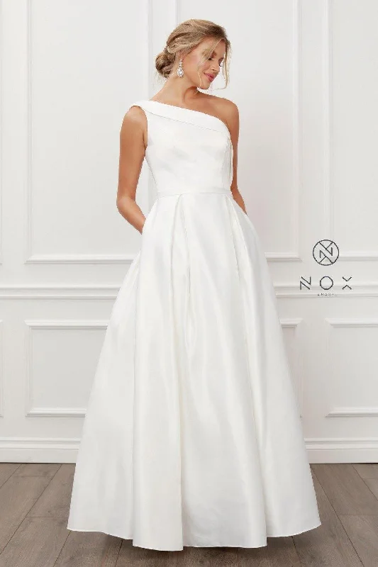 Brocade Formal Dress Nox Anabel Long White Wedding Dress