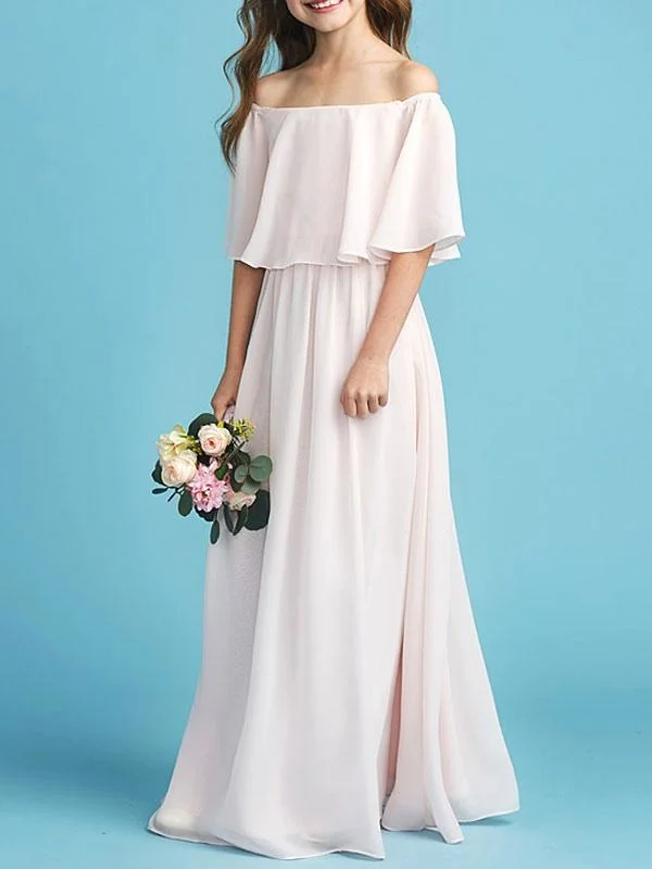 Timeless Gown Lovely Bateau Neck Chiffon Sleeveless A Line Kids Party Dresses