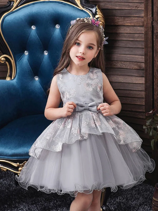 Elegant Wedding Gown Lovely Sleeveless Tutu Baby Flower Girl Dresses Tulle Floral Kids Dress