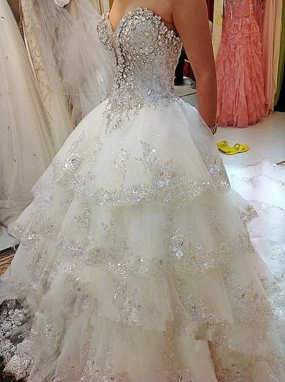 Timeless Satin Dress Luxury Ball Gown Fluffy Wedding Dresses Plus Size Tulle Lace Crystal Diamond Wedding Gowns fg4424 Timeless Satin Dress Luxury Ball Gown Fluffy Wedding Dresses Plus Size Tulle Lace Crystal Diamond Wedding Gowns fg4424