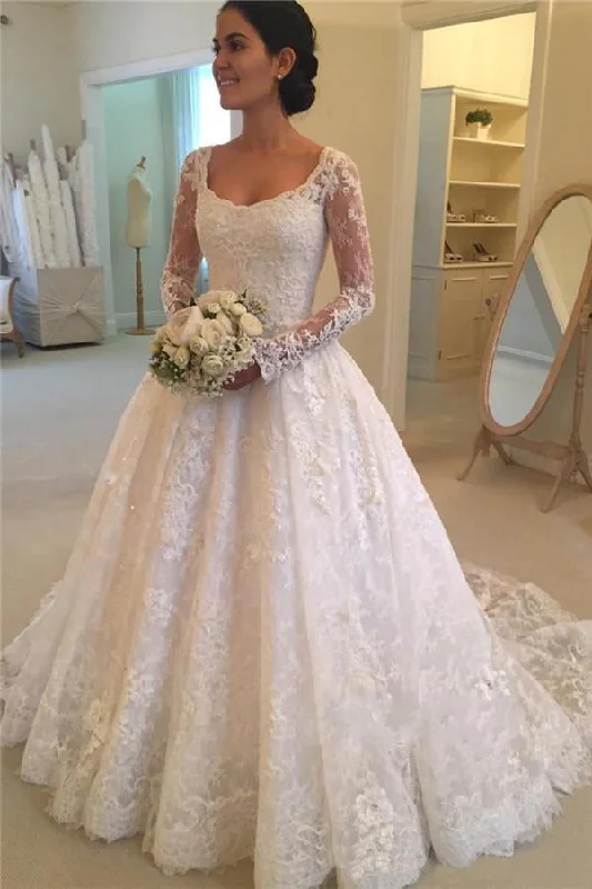Royal Blue Dress Luxury Lace And Tulle Illusion Sleeve Ball Gown Princess Wedding Dress-715712 Royal Blue Dress Luxury Lace And Tulle Illusion Sleeve Ball Gown Princess Wedding Dress-715712