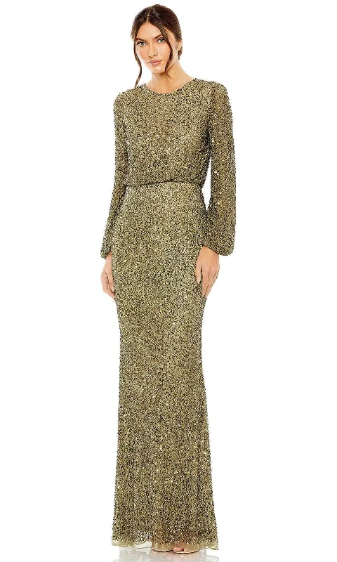 Modest Gown Mac Duggal 10044 - Bishop Sleeve Beaded Evening Gown