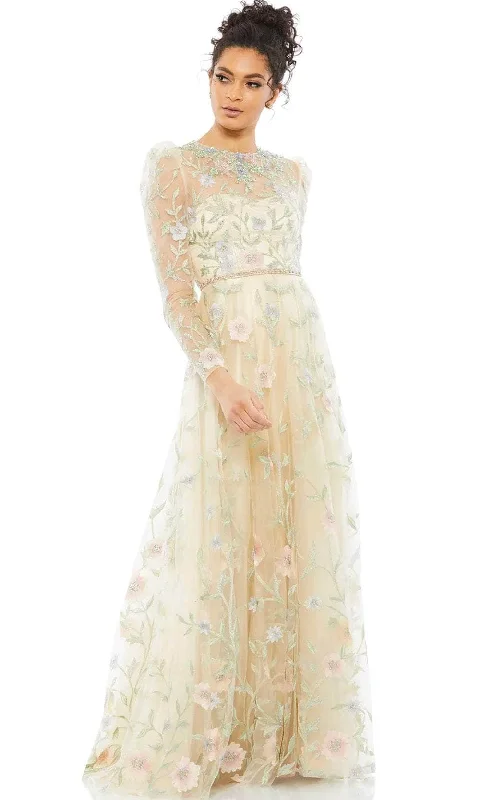 Luxe Satin Dress Mac Duggal 11226 - Embroidered Sheer Evening Gown