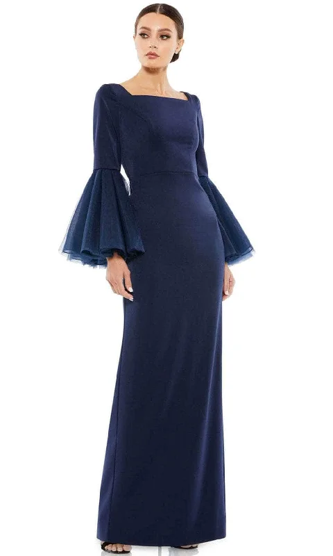 Ruched Gown Mac Duggal 11233 - Bell Sleeve Sheath Evening Dress