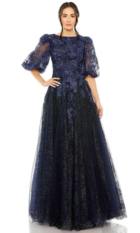 Deep V-Neck Dress Mac Duggal 20506 - Embroidered Bateau Evening Gown