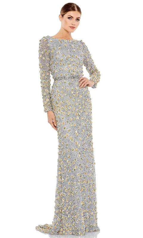 Luxe Satin Dress Mac Duggal 5437 - Flora Beaded Sheath Evening Gown