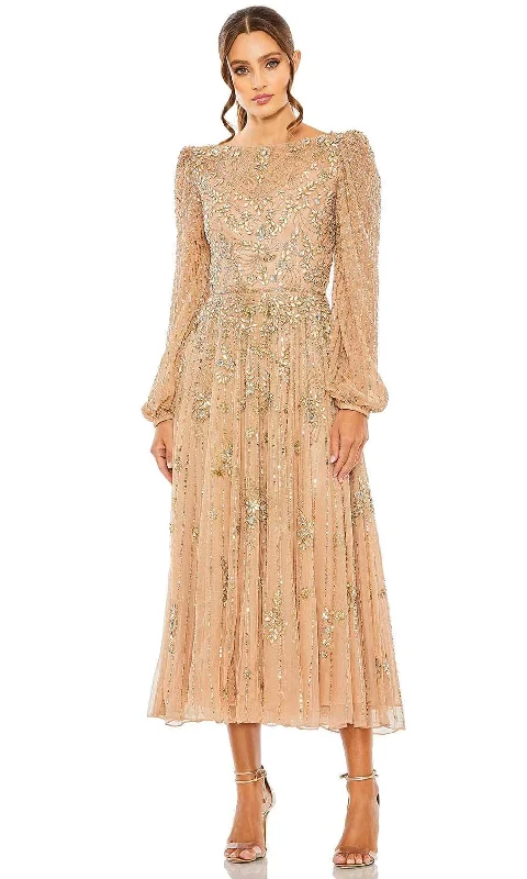 Draped Satin Gown Mac Duggal 5990 - Bateau Embellished Formal Dress