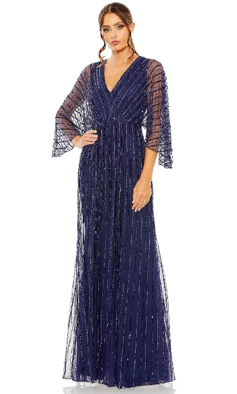 Applique Gown Mac Duggal 93841 - Kimono Sleeve Beaded Evening Gown