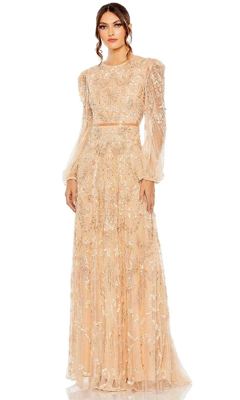 Velvet Evening Dress Mac Duggal 93930 - Bishop Sleeve Beaded Evening Dress