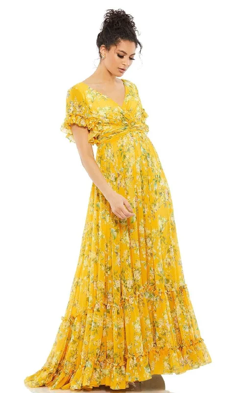 Lush Satin Gown Mac Duggal Evening - 70241D Floral Printed A-Line Evening Dress