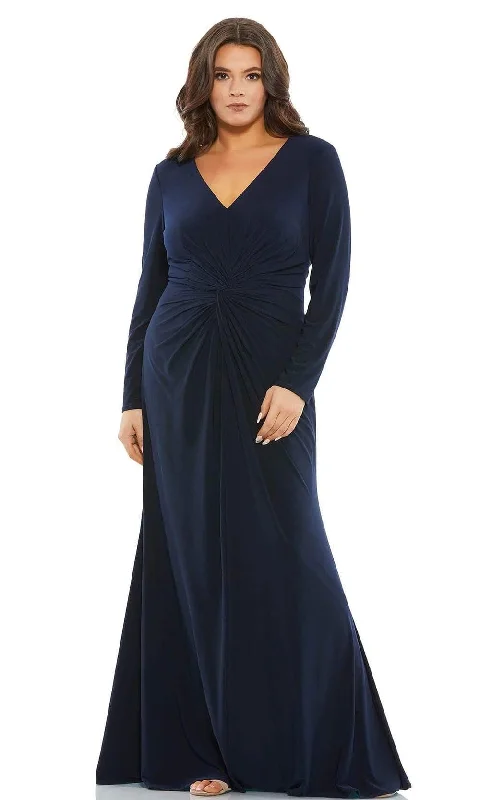 Ruched Satin Dress Mac Duggal Fabulouss - 49504F Long Sleeve Minimalist Sheath Dress