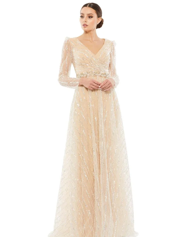 Sheer Panel Dress Mac Duggal 67859 Long Sleeve Formal Evening Dress