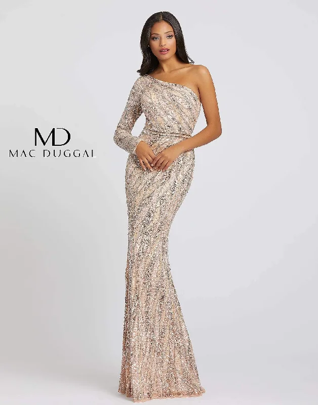 Ruffled Dress Mac Duggal 4982 Prom Long Formal One Shoulder Evening Dress
