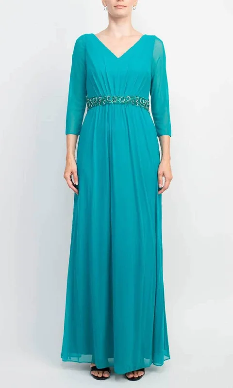 Sequin Gown Marina 267155 - Embellished Waist Evening Dress