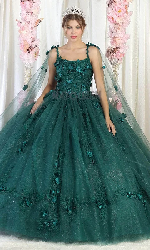 Red Carpet Dress May Queen LK185 - Floral Appliqued Sleeveless Ballgown
