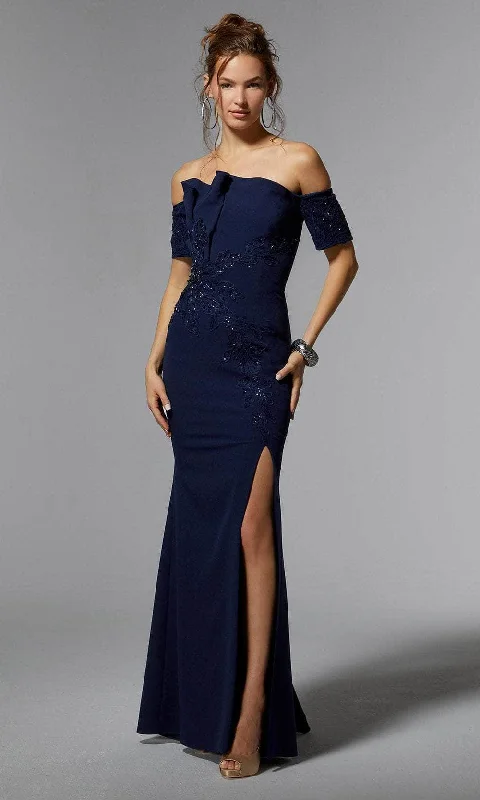 Mermaid Gown MGNY By Mori Lee 72919 - Pleated Off Shoulder Evening Dress