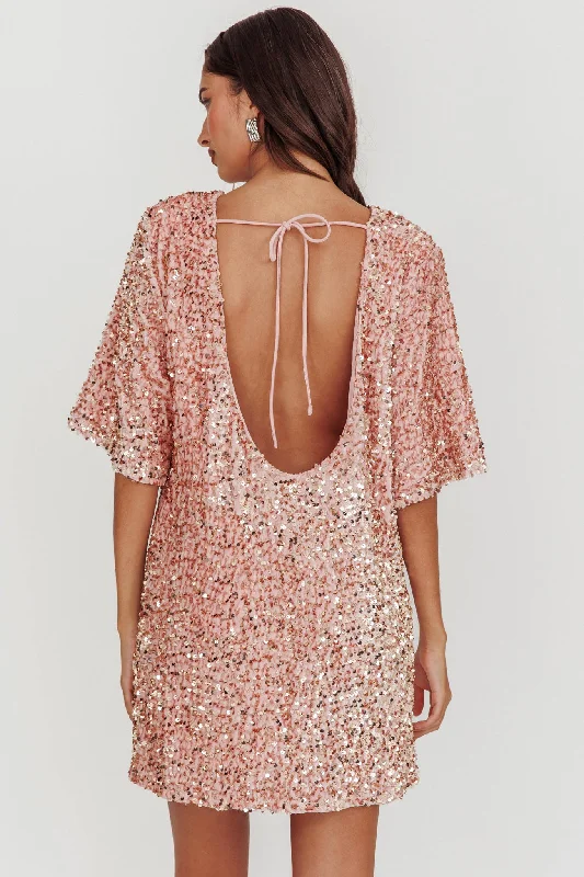 Off-White Gown Miramar Backless Sequin Dress Baby Pink