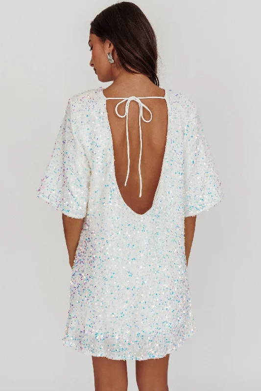 Organza Dress Miramar Backless Sequin Dress White