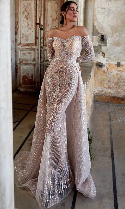 Maxi Formal Dress MNM Couture K3950 - Off-Shoulder Formal Dress