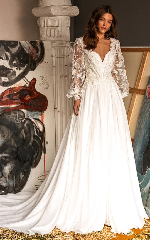 Beaded Evening Dress Modest Fairy Sweetheart A-Line Boho Lace Wedding Dress Flowy Floral Puff Sleeves Court Train Bridal Gown Beaded Evening Dress Modest Fairy Sweetheart A-Line Boho Lace Wedding Dress Flowy Floral Puff Sleeves Court Train Bridal Gown