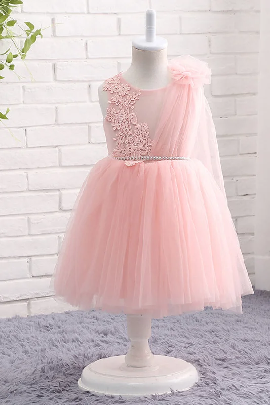 Prom Dress Pink Appliques Flower girl Dress