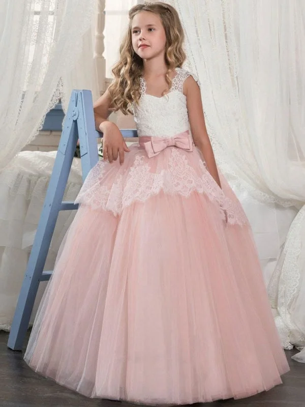 Tulle Skirt Dress Pink A Line Princess Flower Girl Dresses Lace Formal Dress Pageant Dress Tulle Skirt Dress Pink A Line Princess Flower Girl Dresses Lace Formal Dress Pageant Dress