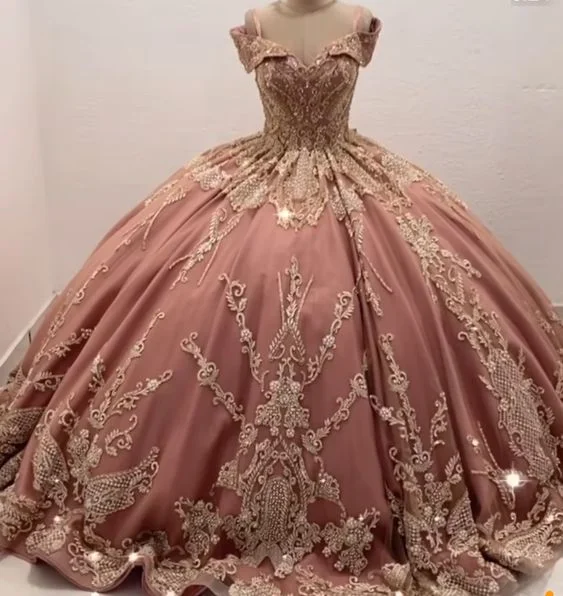 Classic Gown Pink Ball Gown Wedding Dress tulle Prom Dresses     fg2875