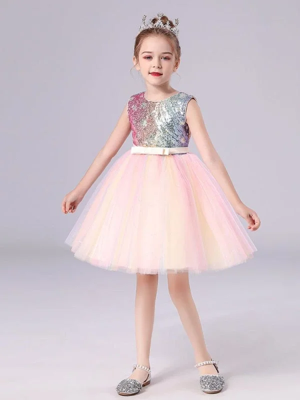 Stunning Party Dress Pink Flower Girl Dresses Sparkly Sequins Sleeveless A-Line Tulle Kids Party Dresses Stunning Party Dress Pink Flower Girl Dresses Sparkly Sequins Sleeveless A-Line Tulle Kids Party Dresses