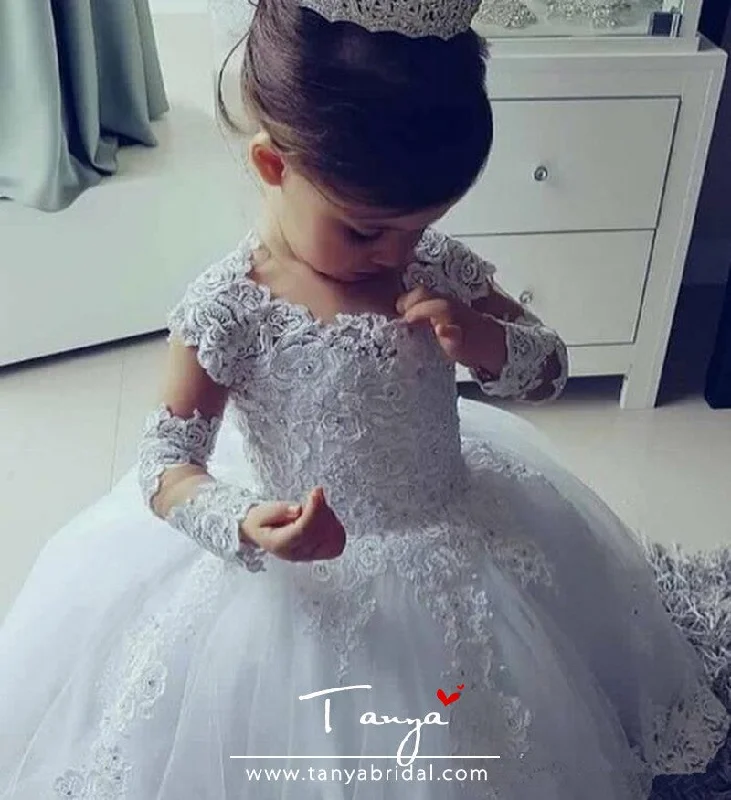 One-Shoulder Gown Princess Lace Half Sleeve Holy First Communion Gowns Party Pageant Dress For Girls TBF011 One-Shoulder Gown Princess Lace Half Sleeve Holy First Communion Gowns Party Pageant Dress For Girls TBF011