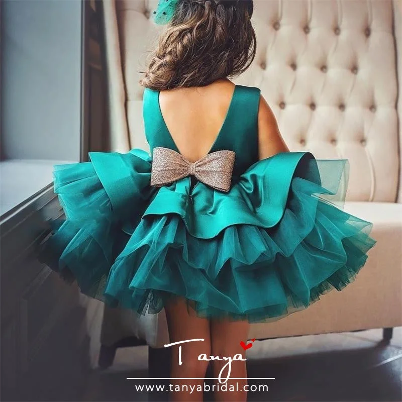 Sequin Gown Puffy Green Ball Gowns Flower Girls Dresses Scoop Bows Birthday Party Girls Pageant Gowns TBF019 Sequin Gown Puffy Green Ball Gowns Flower Girls Dresses Scoop Bows Birthday Party Girls Pageant Gowns TBF019