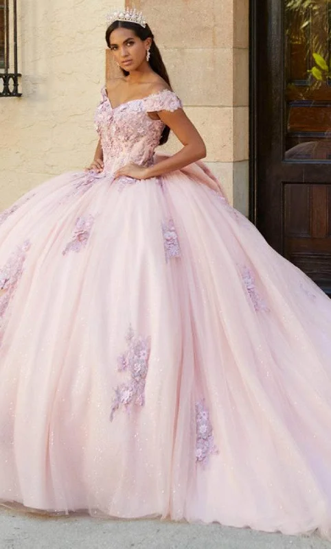 Taffeta Dress Quinceanera Collection 26061 - Embroidered Off-Shoulder Ballgown