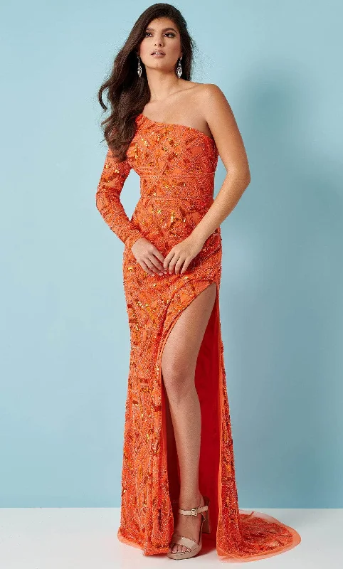 Peplum Dress Rachel Allan 70339 - One-Sleeve Embellished Prom Gown