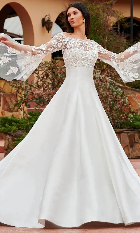 Metallic Formal Dress Rachel Allan Bridal RB2163 - A-line Mikado Bridal Gown