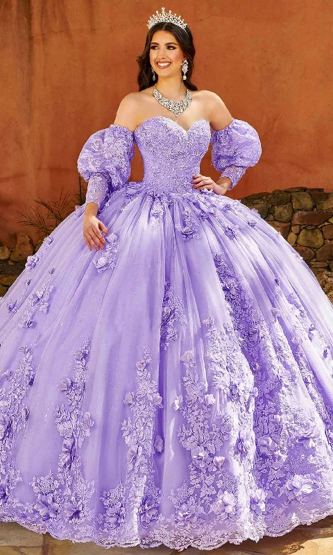 Sheer Panel Dress Rachel Allan MQ1103 - Puff Sleeve Quinceanera Ballgown