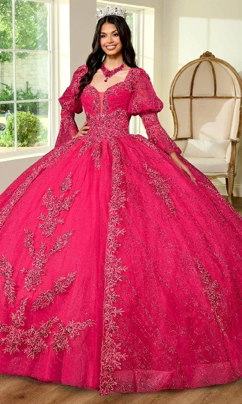 Empire Gown Rachel Allan RQ1135 - Bubble Sleeve Sparkling Embroidered Ballgown