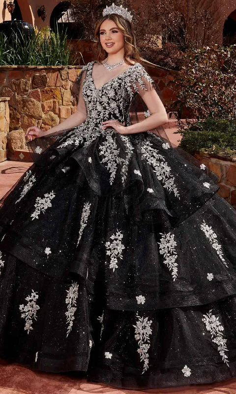 Subtle Shine Dress Rachel Allan RQ2173 - Floral Lace Tiered Ballgown