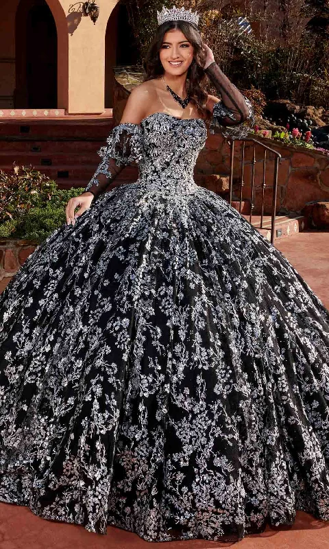 Vivid Color Gown Rachel Allan RQ2176 - Beaded Lace Strapless Ballgown