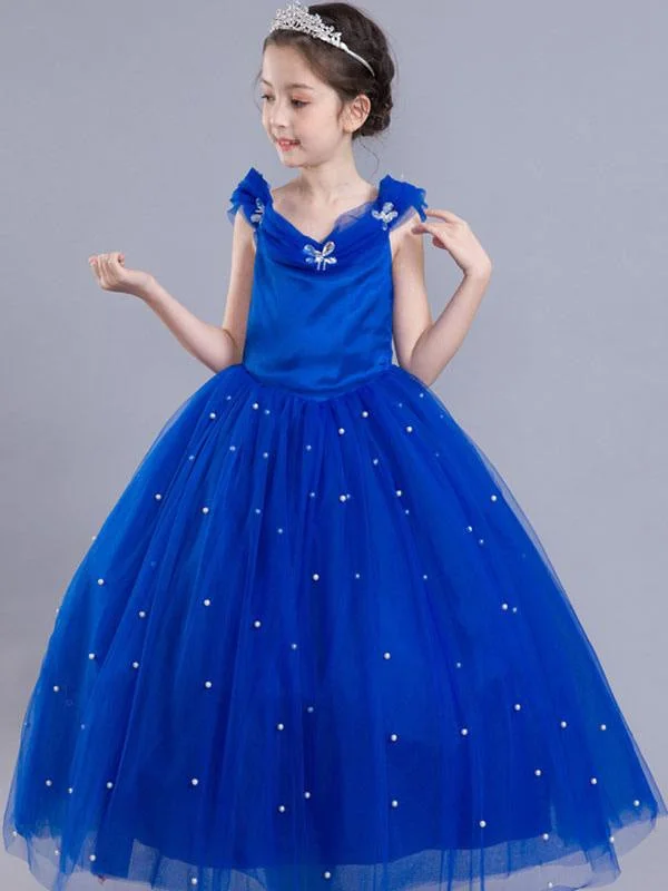 Prom Dress Royal Blue Flower Girl Dress Princess Beaded Little Kids Pageant Party Dress Prom Dress Royal Blue Flower Girl Dress Princess Beaded Little Kids Pageant Party Dress