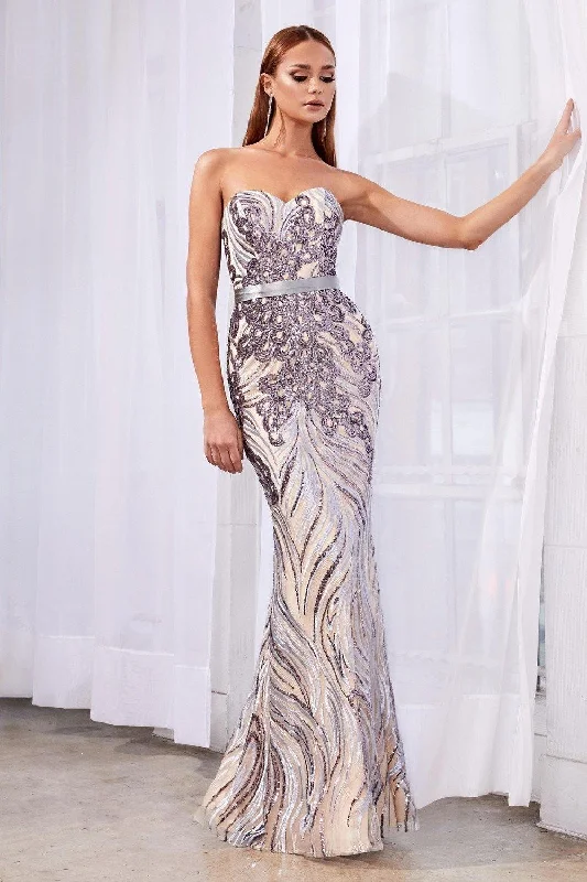 Off-White Gown Cinderella Divine CD0112 Sexy Formal Long Prom Dress