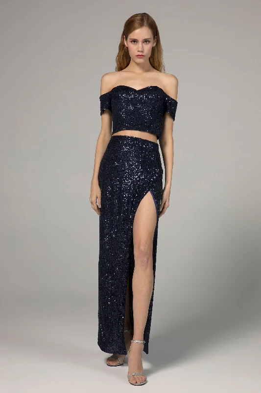 Ruched Satin Dress Sheath-Column Ankle Length Sequined Dress CS0289