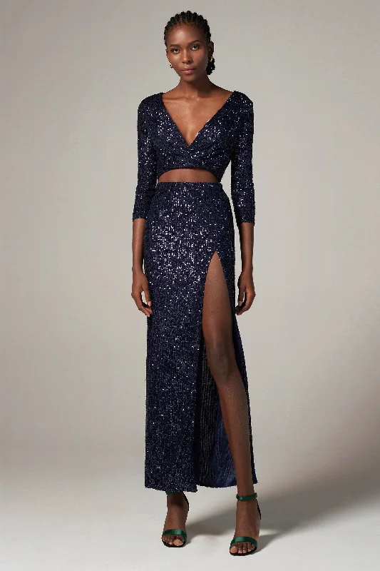Evening Gown Sheath-Column Ankle Length Sequined Dress CS0294