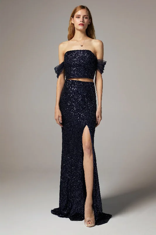 Beaded Dress Sheath-Column Floor Length Sequined Dress CS0298