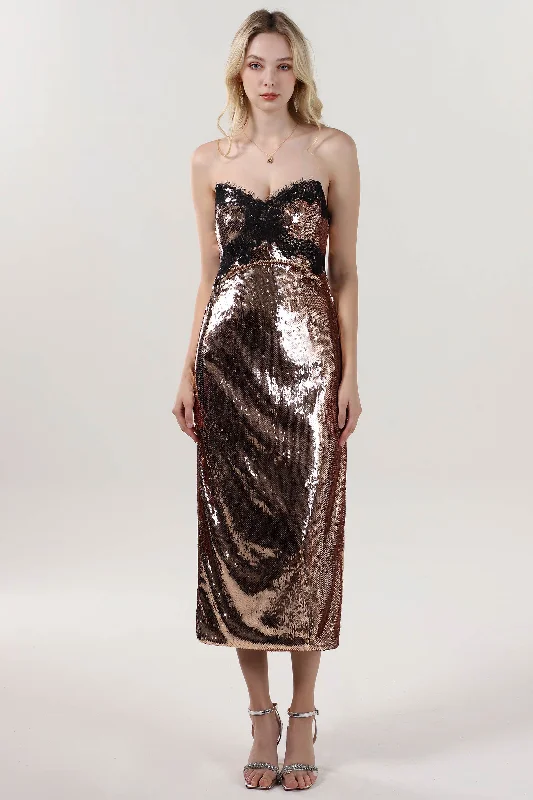Dramatic Ball Gown Sheath-Column Midi Sequined Formal Dress CS0623