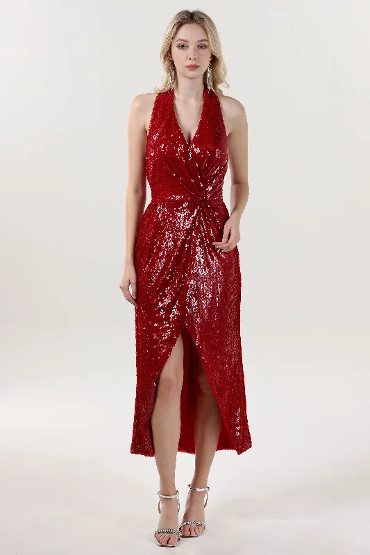 Subtle Shine Dress Sheath-Column Midi Sequined Formal Dress CS0625
