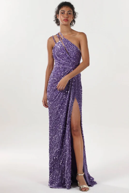 Designer Gown Sheath-Column Sweep-Brush Train Velvet Sequin Formal Dress CS0638