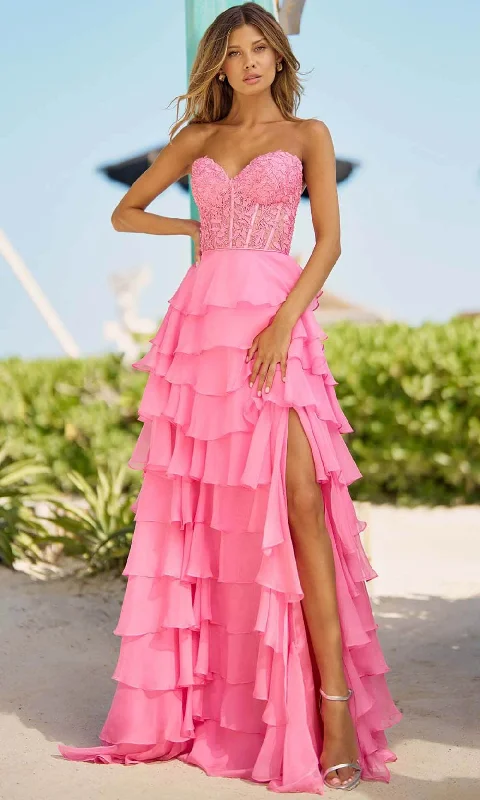 Satin Gown Sherri Hill 56162 - Strapless Corset A-Line Gown