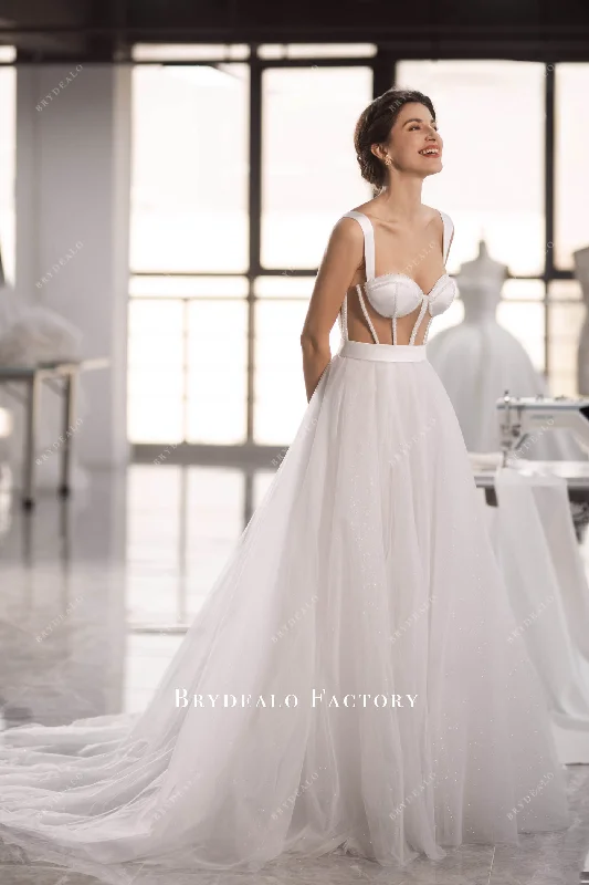 Floor-Length Dress Shimmery Beaded Boning Corset Wedding Dress