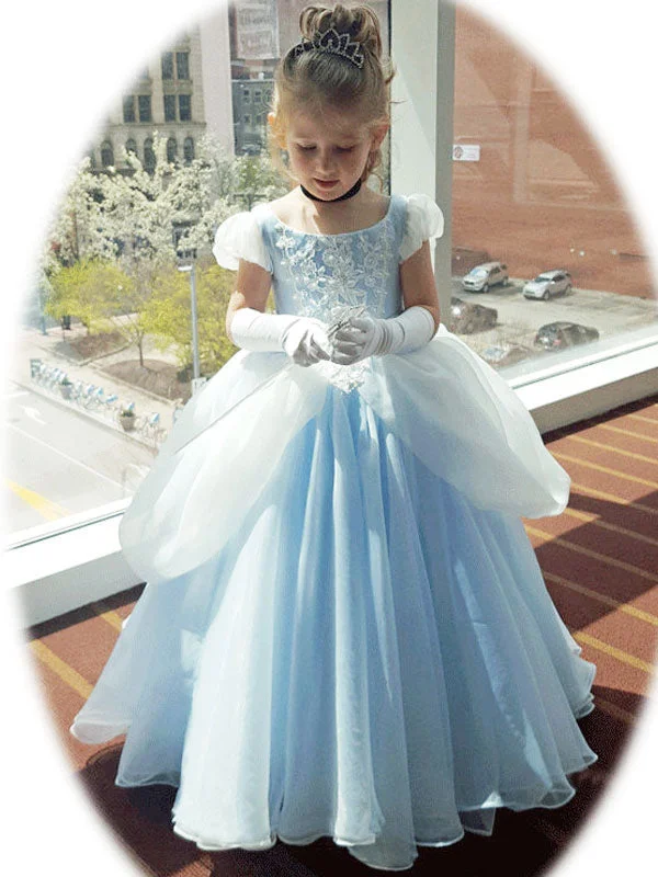 Off-Shoulder Dress Short Sleeves Pleated Kids Party Dresses Flower Girl Dresses Jewel Neck